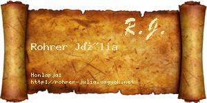 Rohrer Júlia névjegykártya