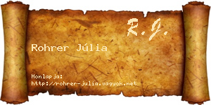 Rohrer Júlia névjegykártya